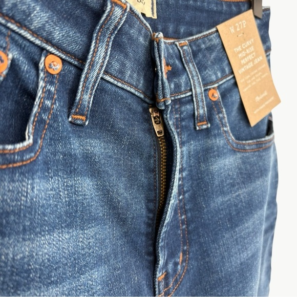 NWT Madewell The Petite Curvy Mid-Rise Perfect Vintage Jean in Kenmere | Sz 27P - Picture 12 of 14
